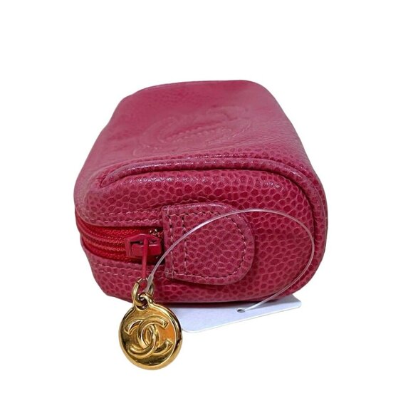 Authentic CHANEL CC Caviar Leather Coin Case Cosmetic Makeup Case Pouch Pink - Picture 5 of 12